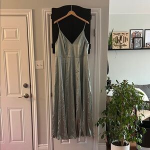 Elegant Sage Green Satin Dress